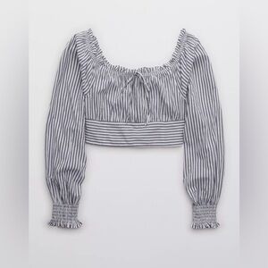 Aerie Woven Pretty Long Sleeve Top Size X-Small NWT